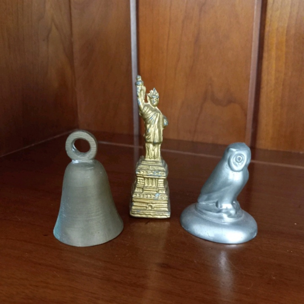 Vintage Metal Brass Pewter Miniature Figurines & Bell